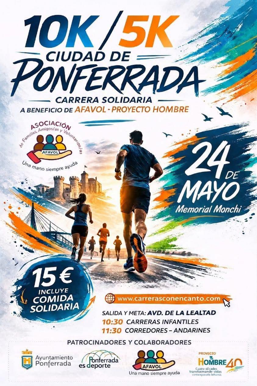 Cartel de la carrera solidaria 10K/5K en Ponferrada