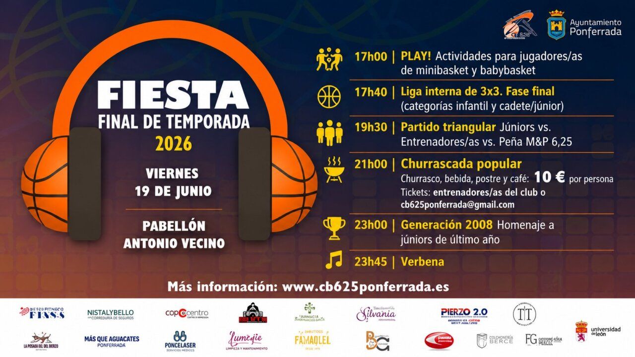 Cartel de la gran fiesta final de temporada del CB 6,25 en Ponferrada