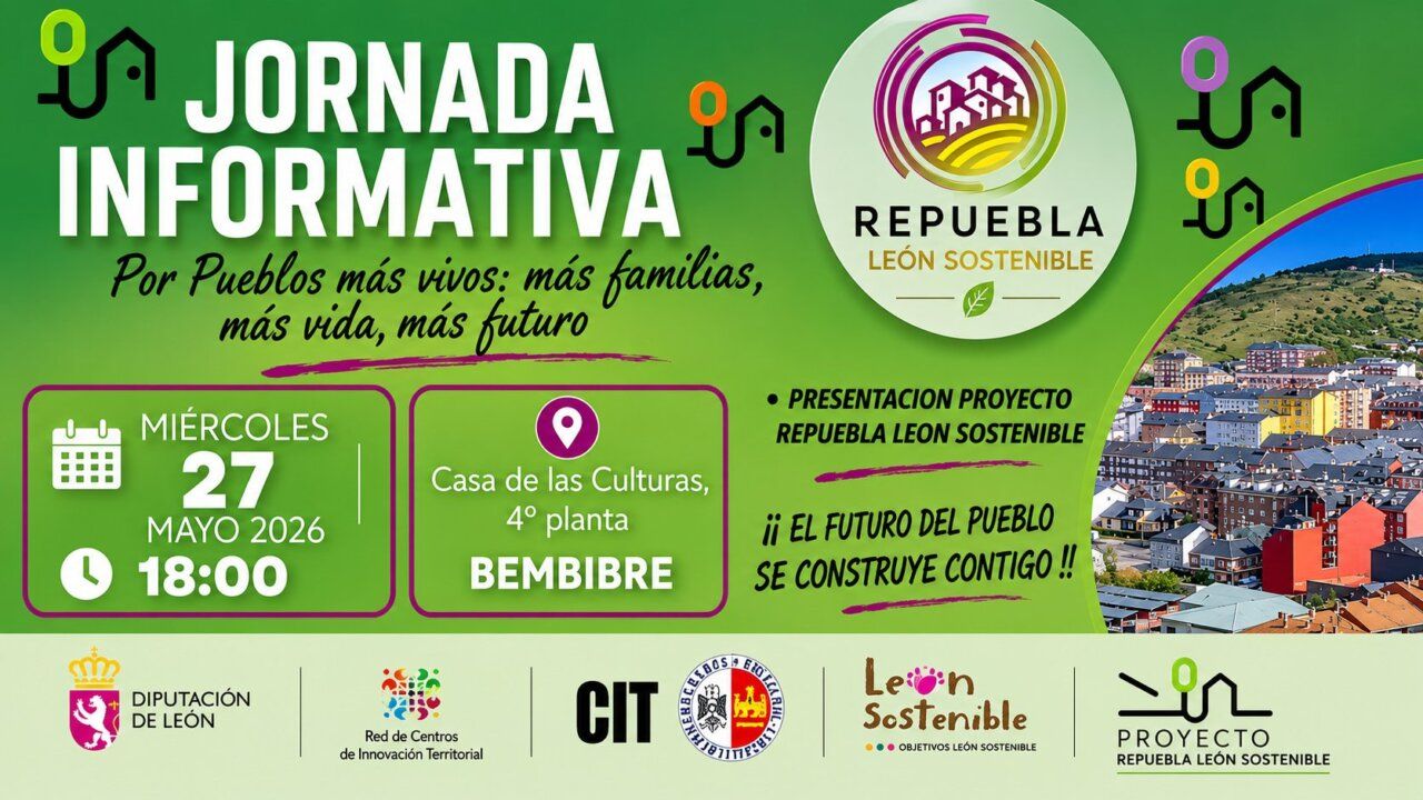 Cartel informativo sobre jornada en Bembibre sobre sostenibilidad