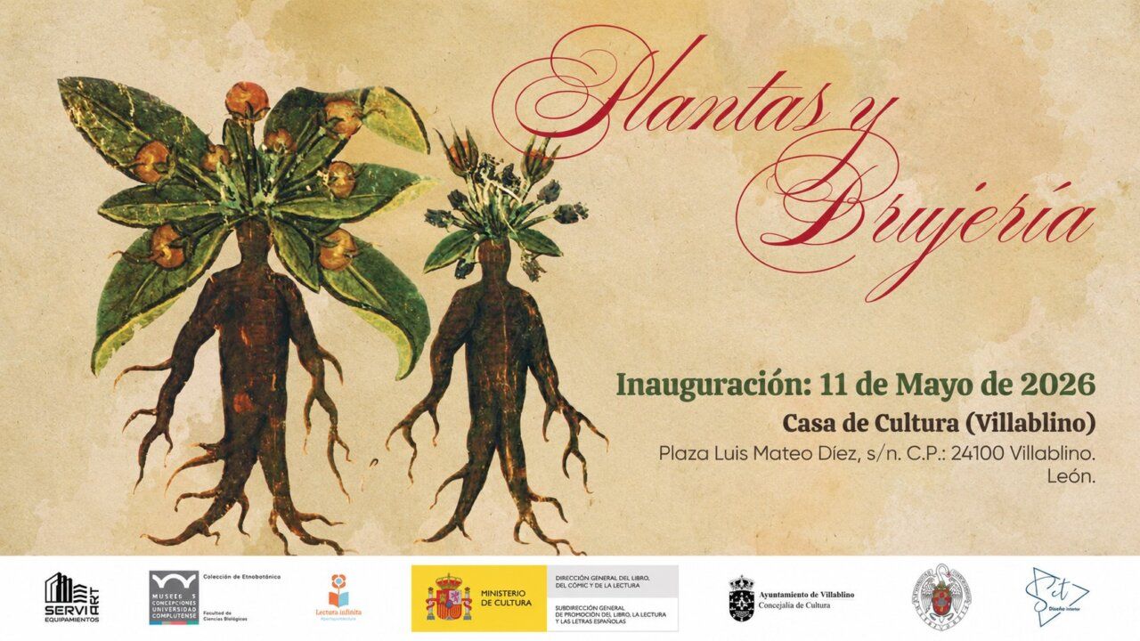 Cartel de la exposición sobre plantas y brujería en Villablino