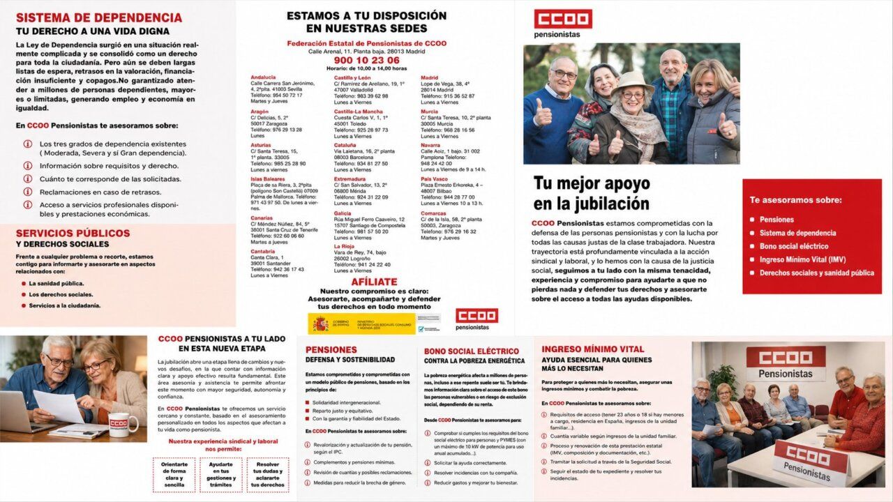 Folletos de CCOO sobre derechos de jubilados y mayores