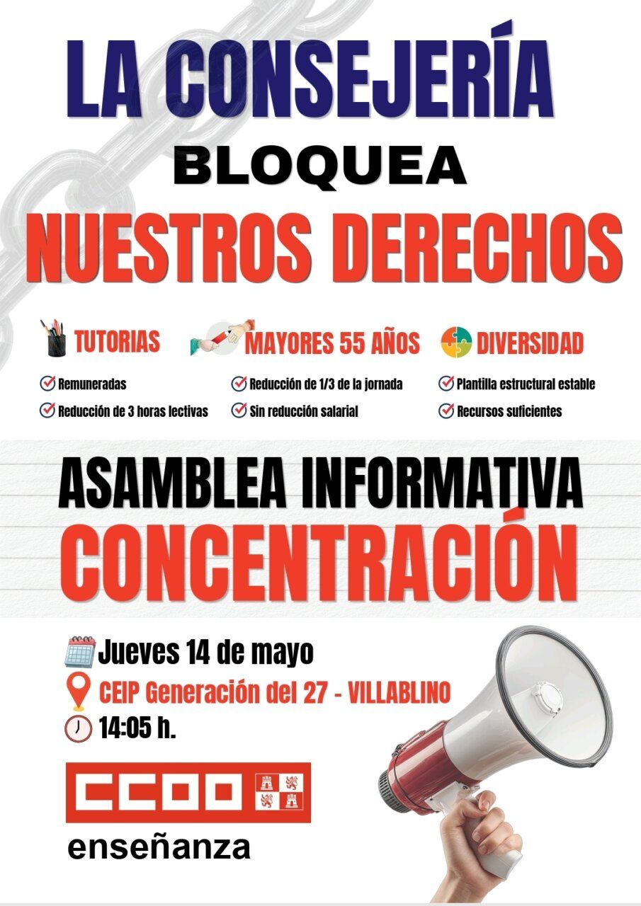 Cartel informativo sobre concentraciones docentes en Laciana