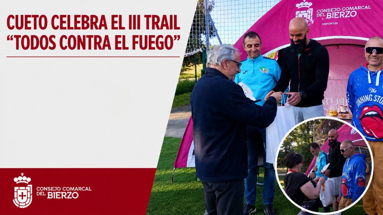 Entrega de trofeos en el III Trail Todos contra el fuego en Cueto