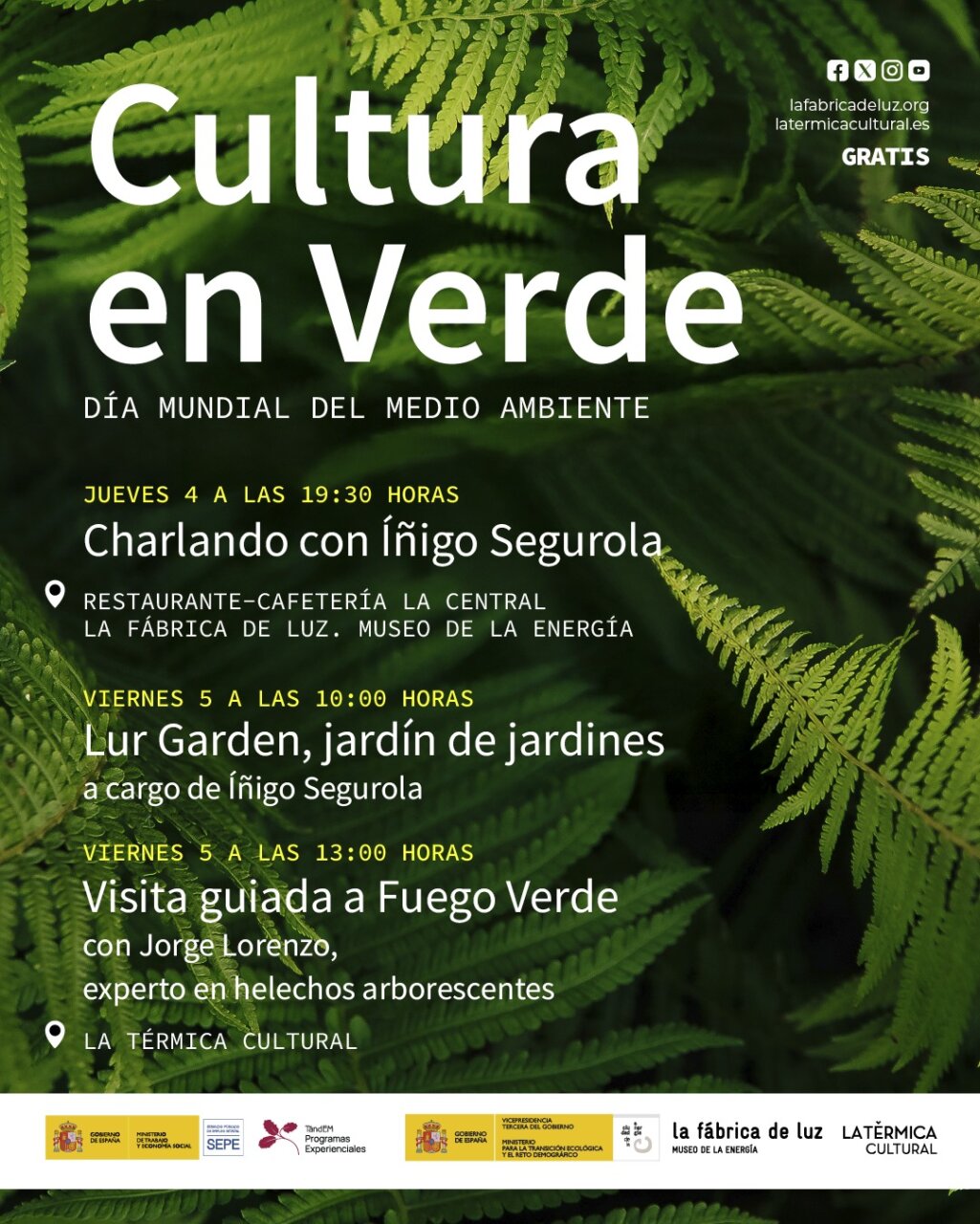 Cartel del evento Cultura en Verde sobre naturaleza y sostenibilidad