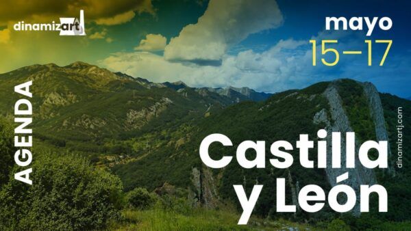 Cartel del evento Dinamiz-ARTj en Castilla y León con montañas de fondo