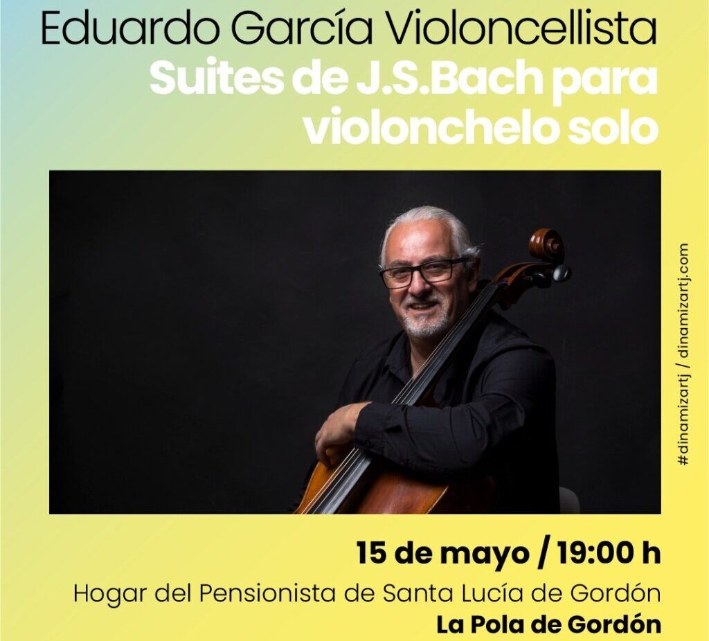 Eduardo García, violoncelista, interpretando Suites de J.S. Bach en La Pola de Gordón.