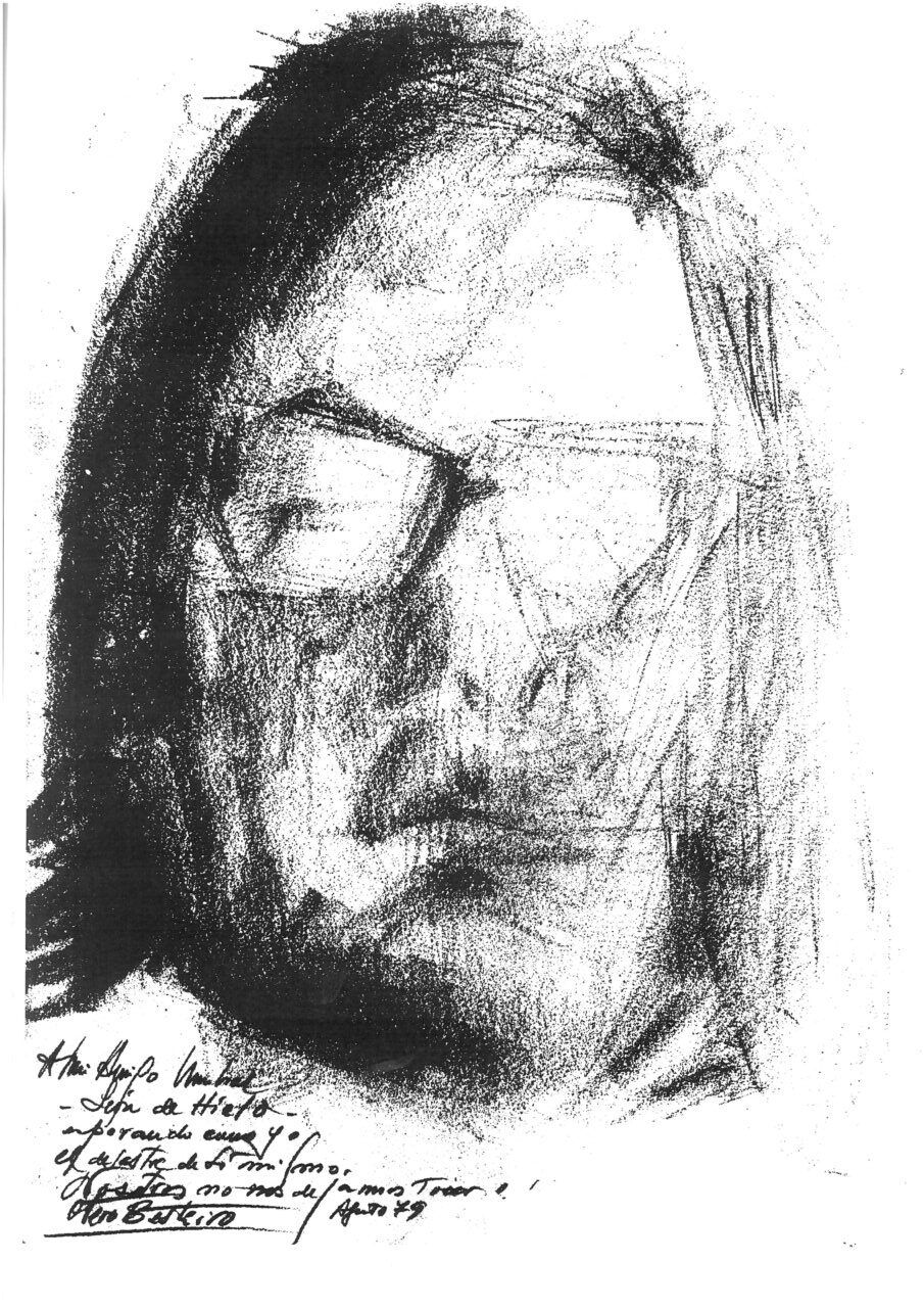 Caricatura de Francisco Umbral en exposición cultural en León