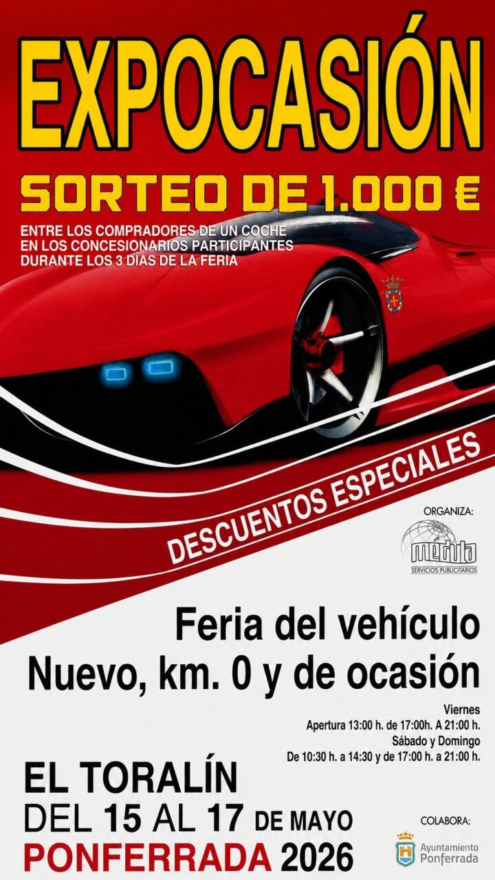 Cartel de la feria de vehículos Expocasión 2026 en Ponferrada