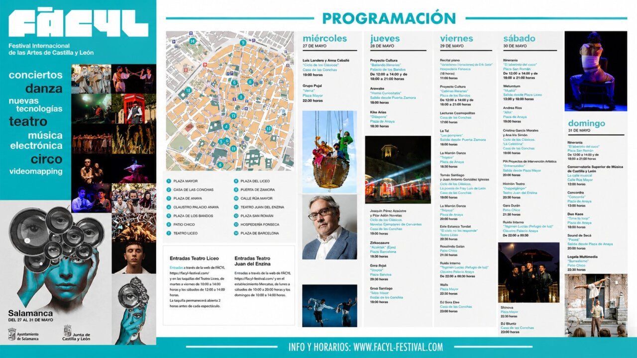 Cartel del festival FÀCYL 2026 con programación de eventos culturales