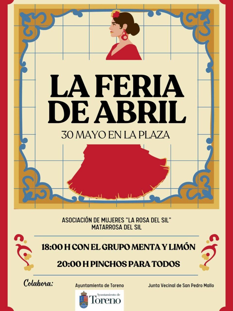 Cartel de la Feria de Abril en Matarrosa del Sil con detalles festivos