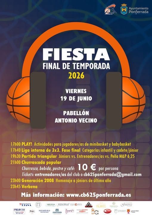 Cartel de la fiesta final de temporada del CB 6,25 en Ponferrada