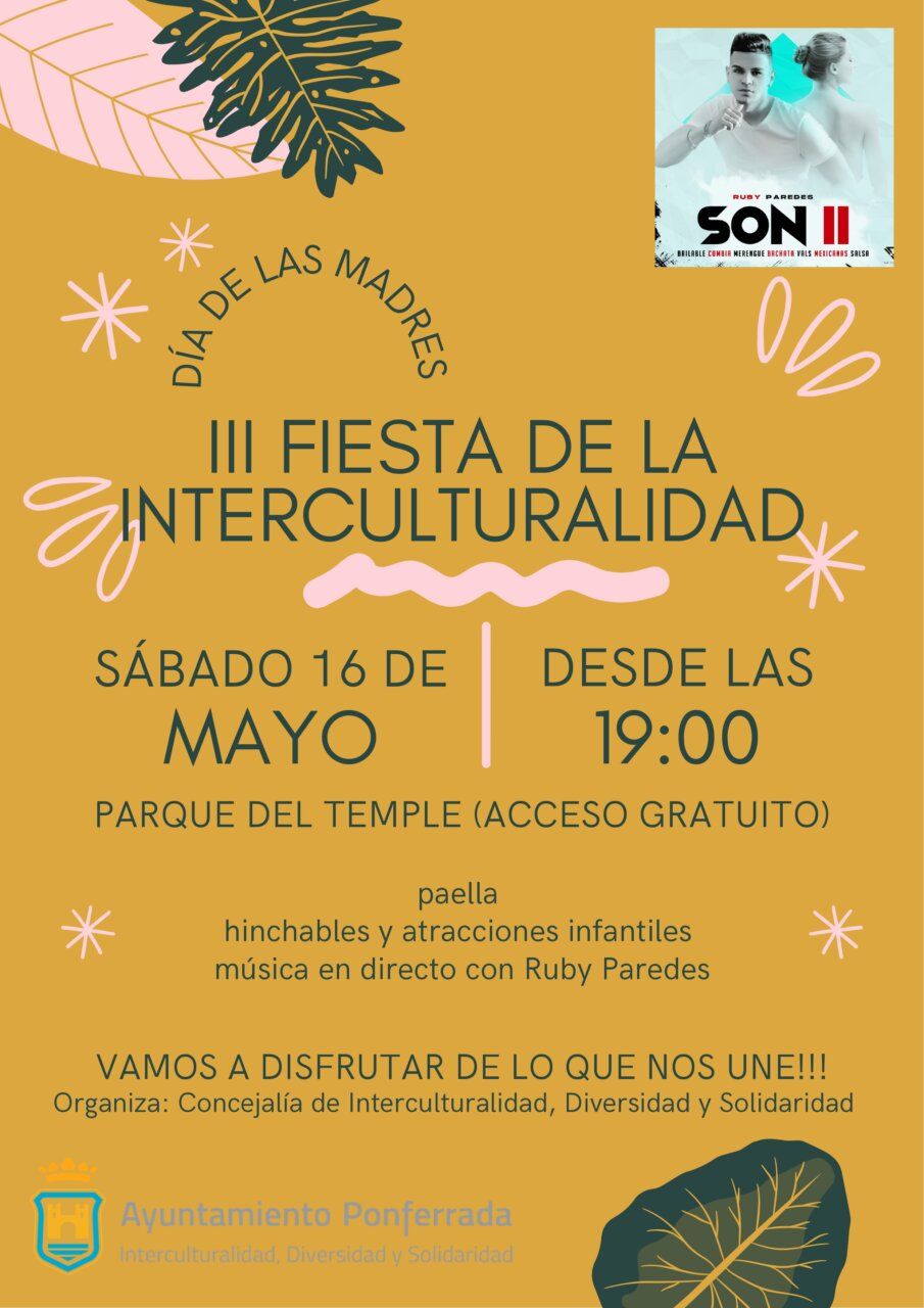 Cartel del evento Fiesta de la Interculturalidad en Ponferrada
