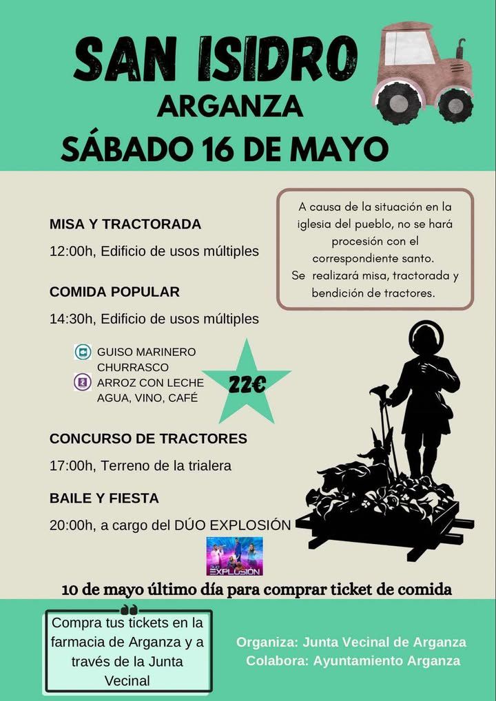 Cartel de las fiestas de San Isidro en Arganza con detalles del evento