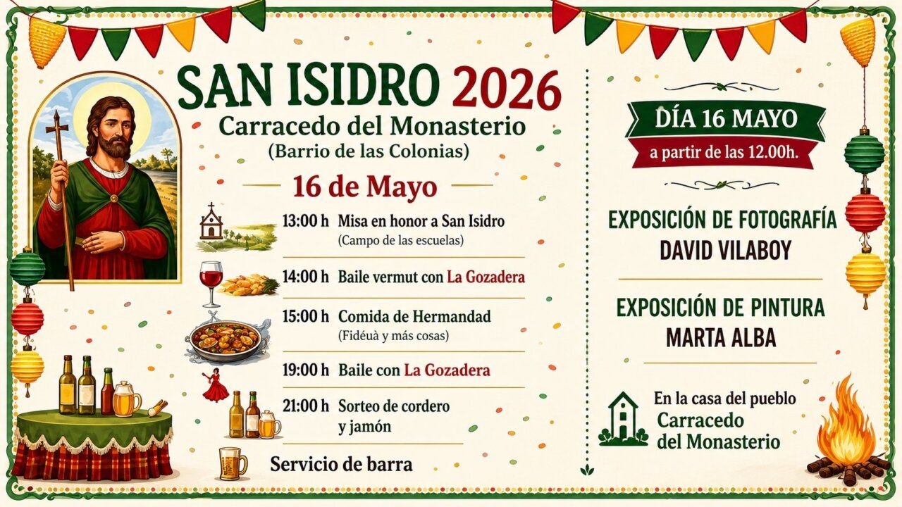 Cartel de las fiestas de San Isidro en Carracedo del Monasterio