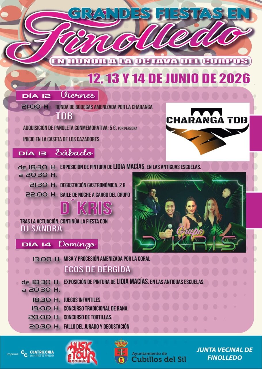 Cartel de las fiestas de Finolledo en honor a la Octava del Corpus