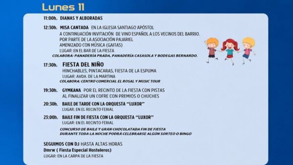 Programa de actividades de las fiestas de Flores del Sil con horarios y eventos