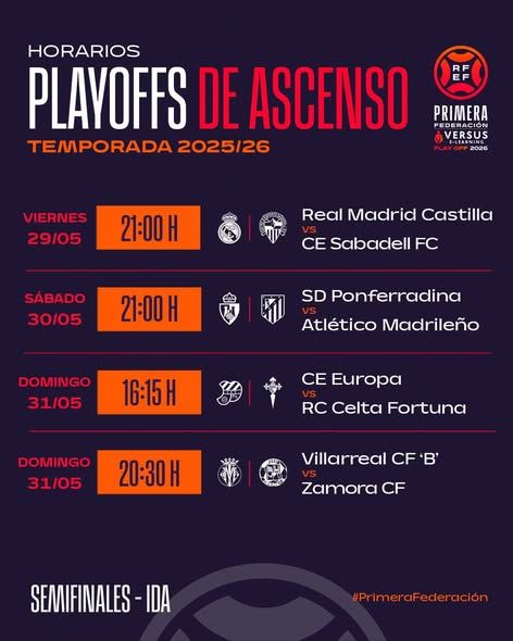 Horarios del playoff de ascenso para la temporada 2025-26