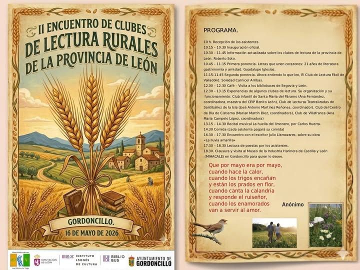 Cartel del II Encuentro de Clubes de Lectura Rurales de León