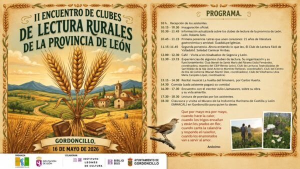 Cartel del II Encuentro de Clubes de Lectura Rurales de León