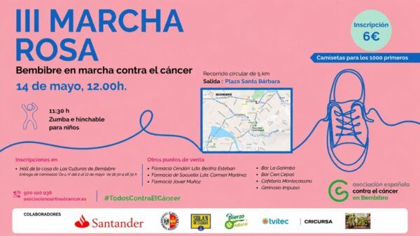 Cartel de la III Marcha Rosa en Bembibre contra el cáncer