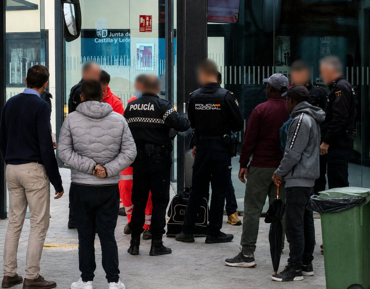 Intervención de la Policía Nacional en la estación de autobuses de Ponferrada