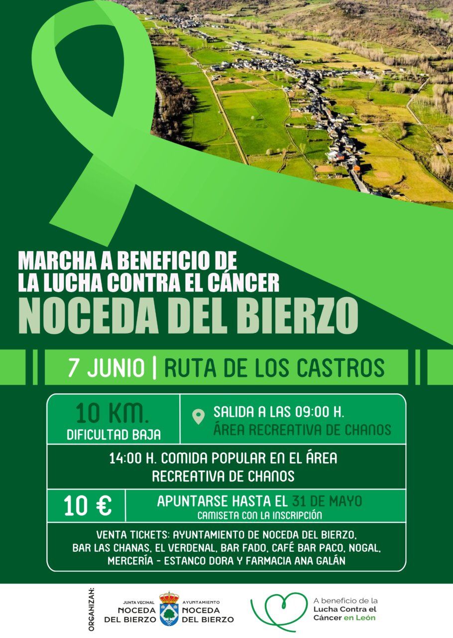 Cartel de la marcha solidaria contra el cáncer en Noceda del Bierzo