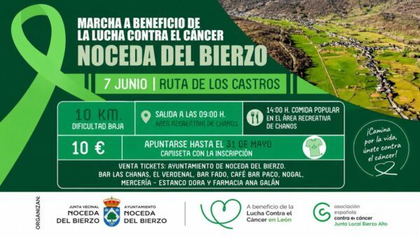 Cartel de la marcha solidaria contra el cáncer en Noceda del Bierzo