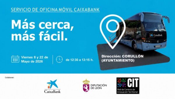 Oficina móvil de CaixaBank en Corullón ofreciendo servicios bancarios