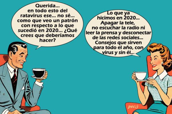 Ilustración de dos personas conversando sobre desconectar de redes sociales