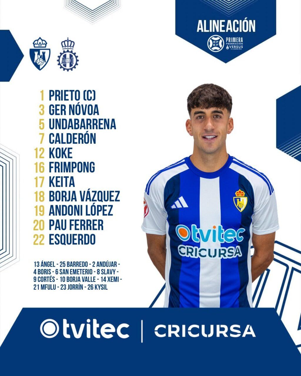 Alineación de la SD Ponferradina para el partido contra el Real Unión en El Toralín.
