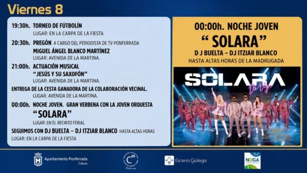 Cartel del programa de fiestas en Flores del Sil con actividades y horarios