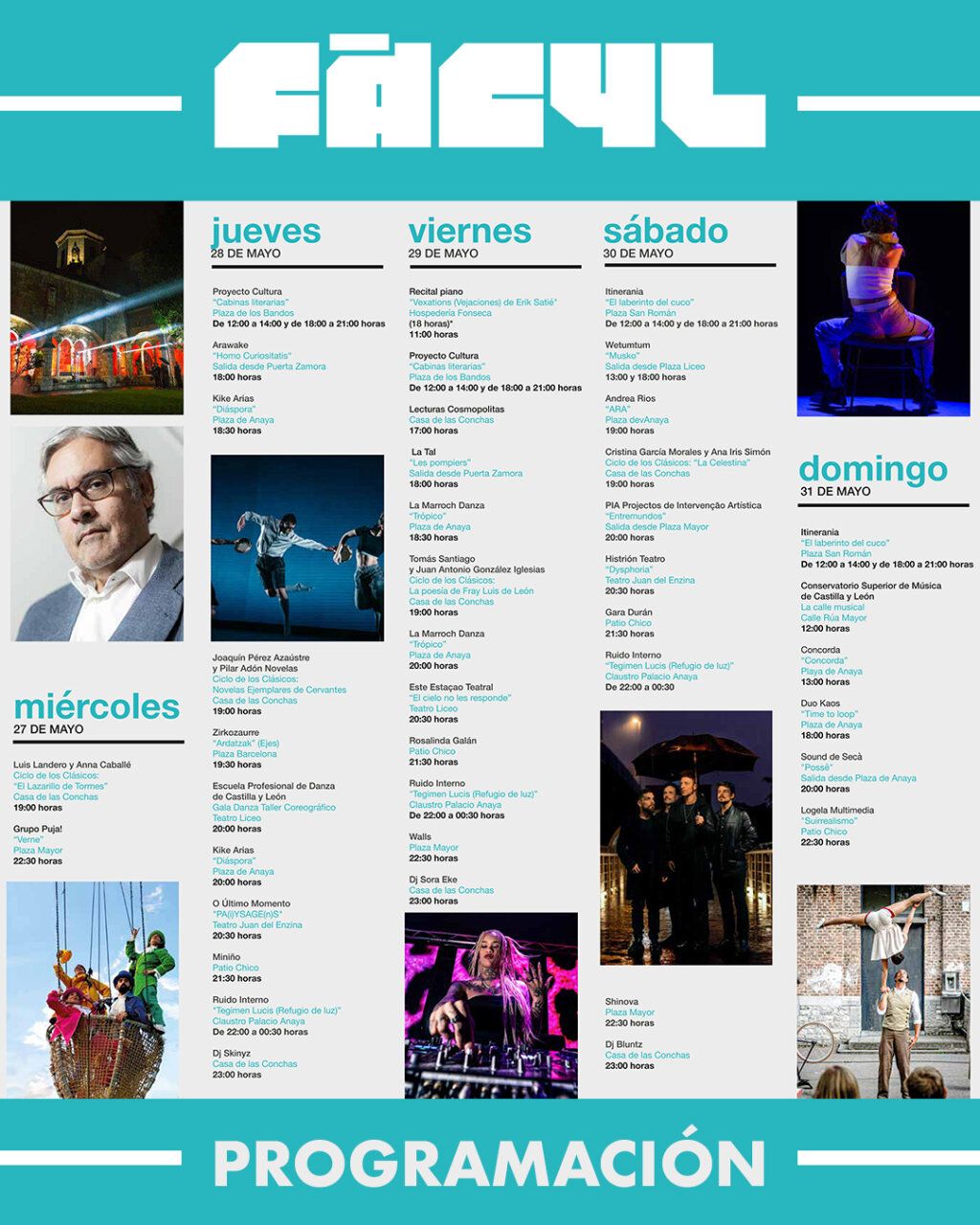 Cartel de programación del festival FÀCYL 2026 en Salamanca