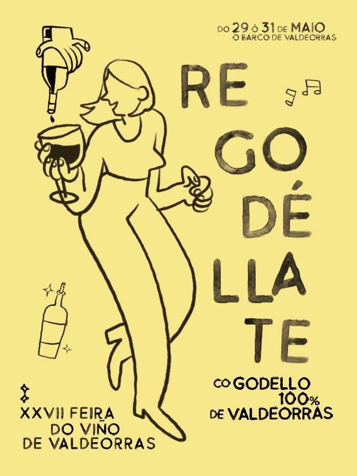 Cartel de la Feria del Vino de Valdeorras 2026 con ilustración de mujer y vino