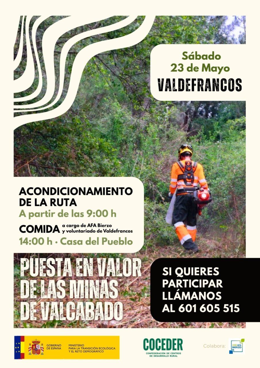 Persona trabajando en la ruta de Valdefrancos con vegetación alrededor