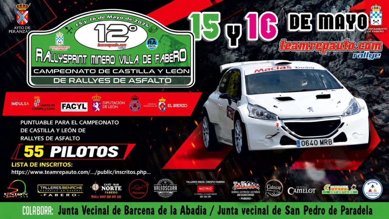 Cartel del Rallyesprint Minero Villa de Fabero con detalles de la competición