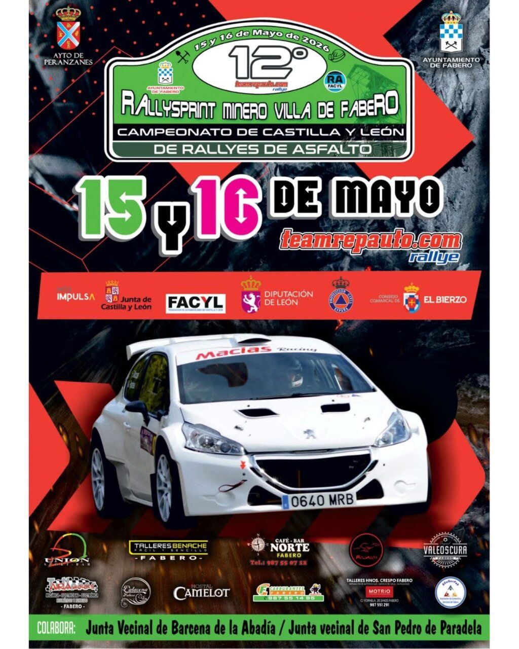 Cartel del Rallyesprint Minero Villa de Fabero con detalles de la competición