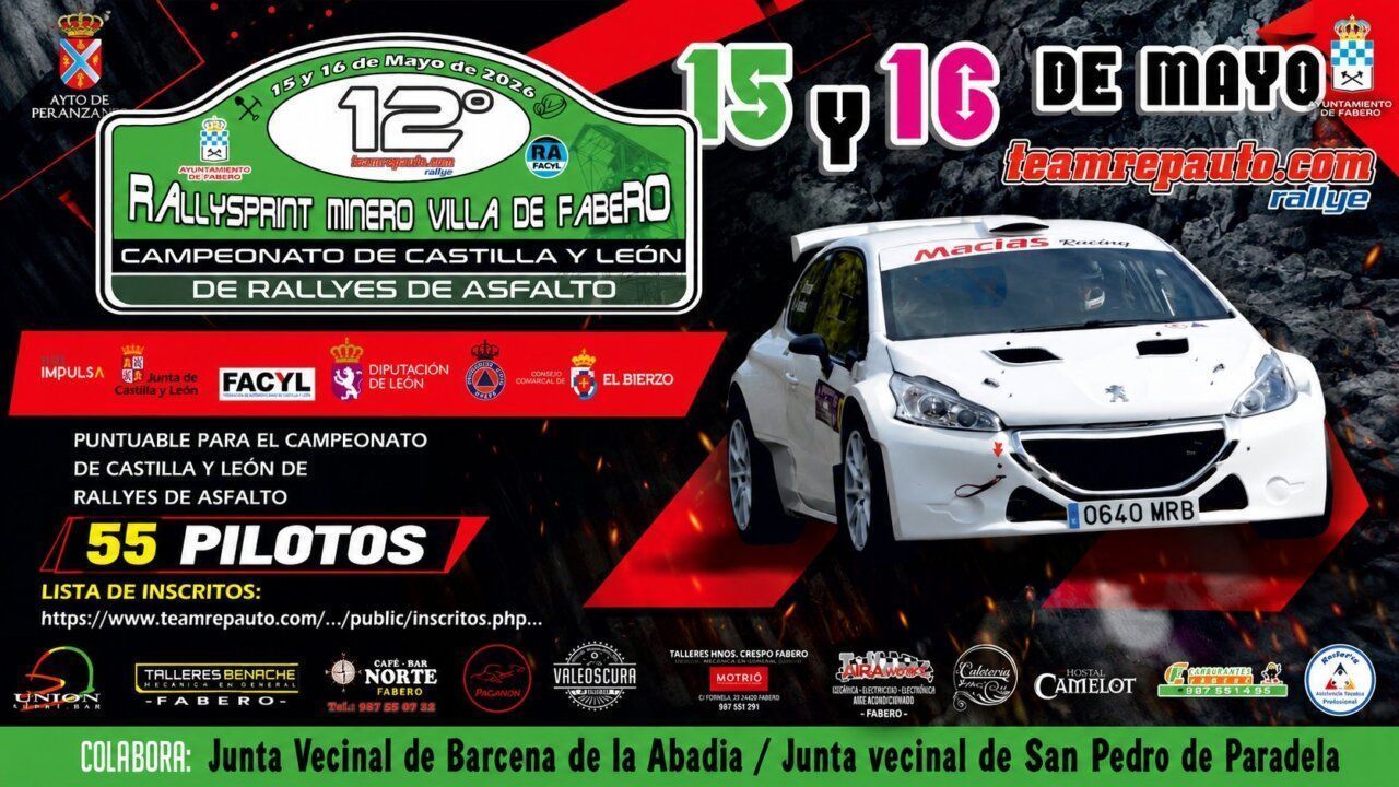 Cartel del Rallysprint Minero Villa de Fabero 2026 con detalles del evento