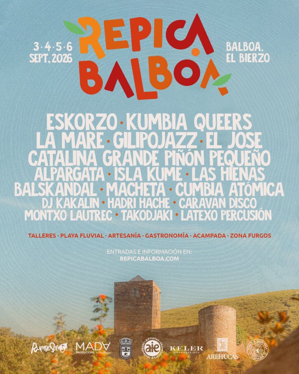 Cartel del festival Repica Balboa en El Bierzo con artistas y actividades