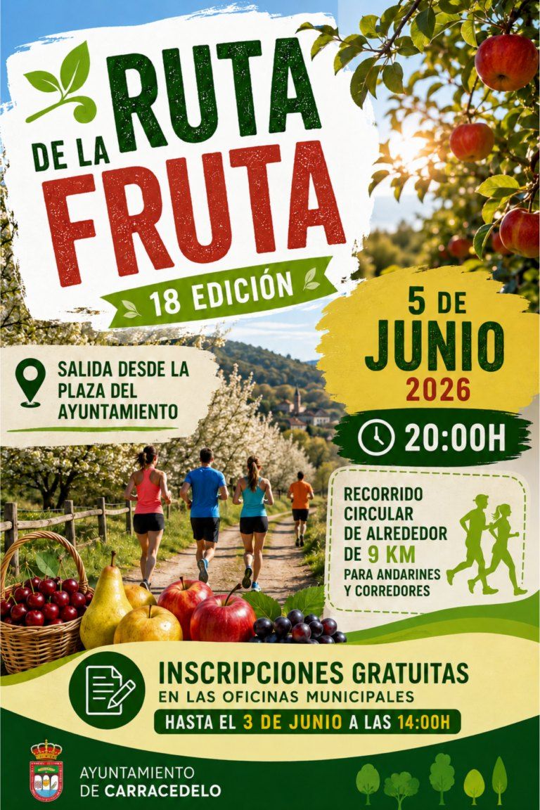 Cartel de la Ruta de la Fruta con información sobre la carrera