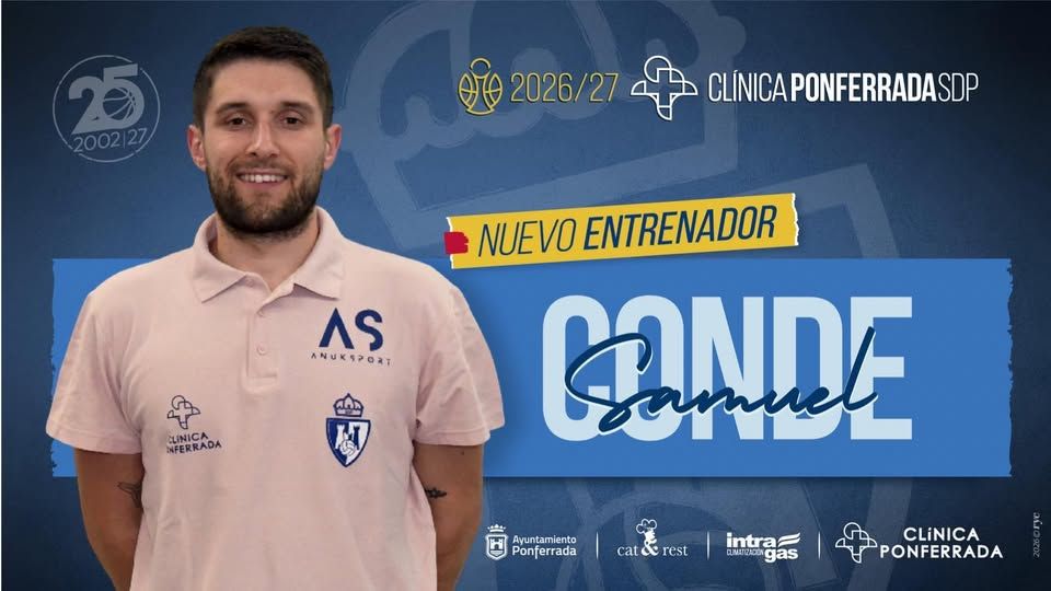 Samuel Conde posando como nuevo entrenador del Clínica Ponferrada SDP