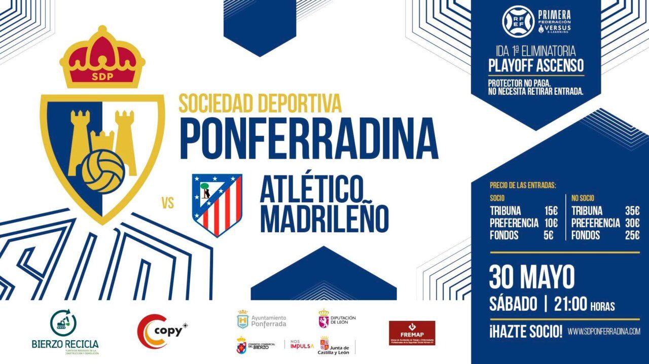 Cartel de la SD Ponferradina para la venta de entradas en El Toralín