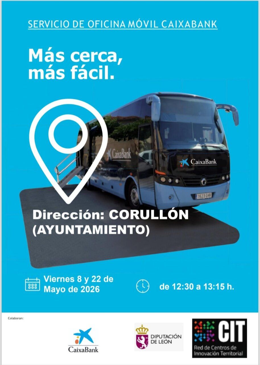 Oficina móvil de CaixaBank en Corullón para gestiones bancarias.