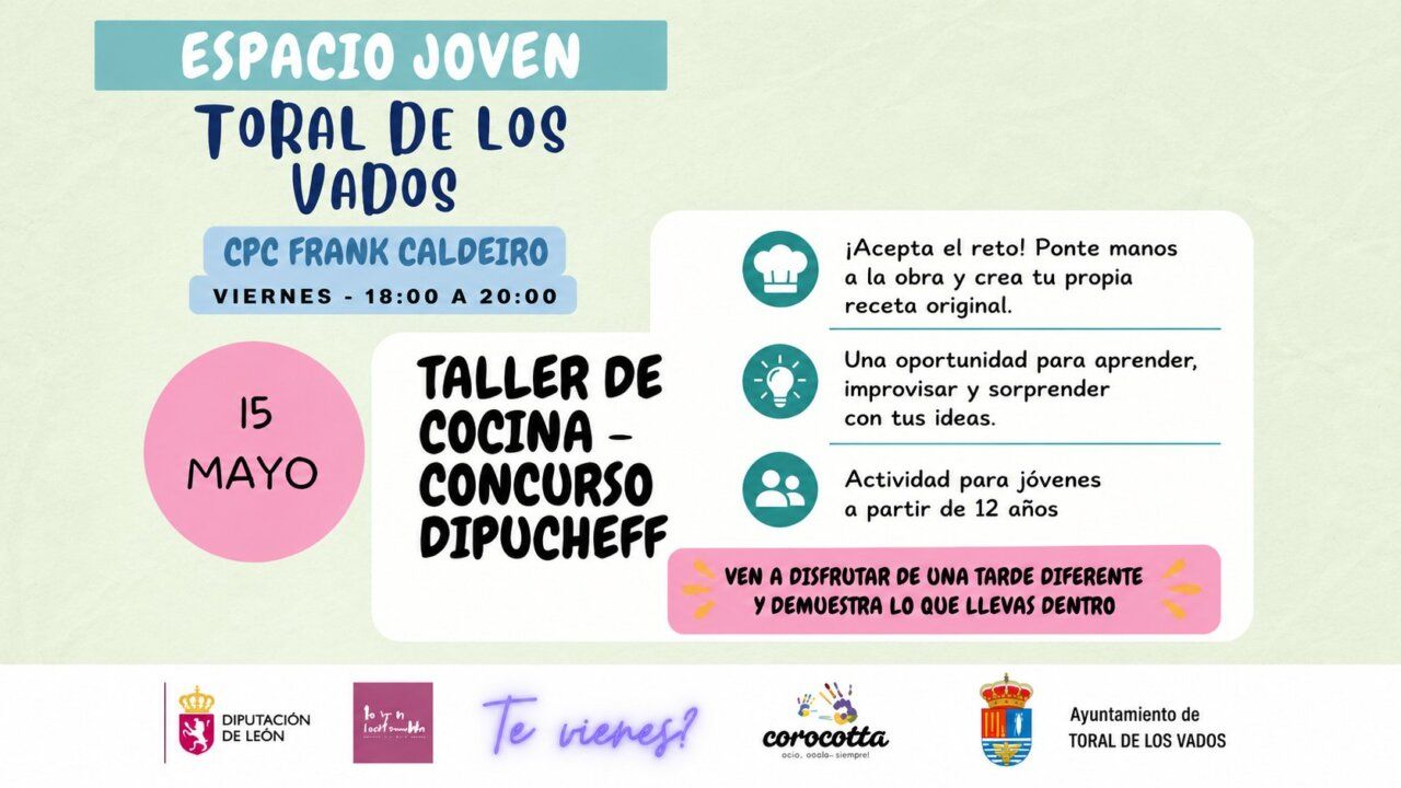 Cartel del taller de cocina en Toral de los Vados