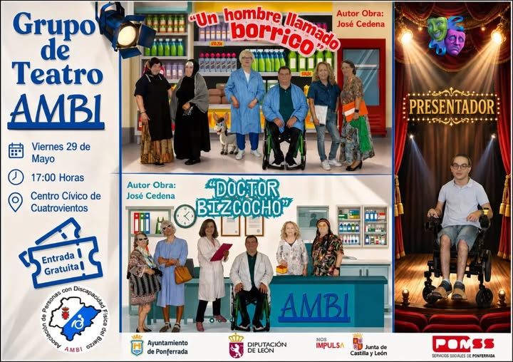 Grupo de Teatro AMBI en una obra de comedia inclusiva