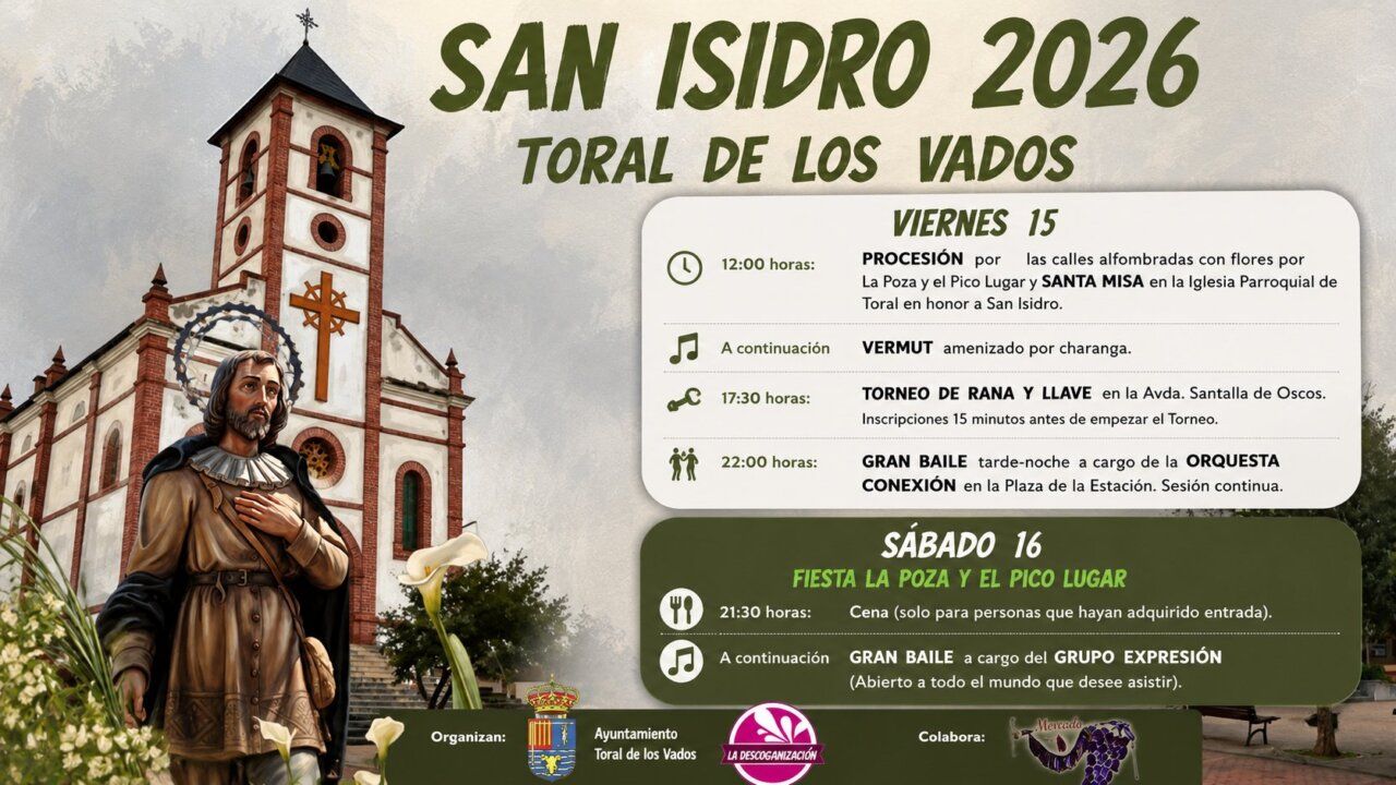 Cartel de las fiestas de San Isidro en Toral de los Vados