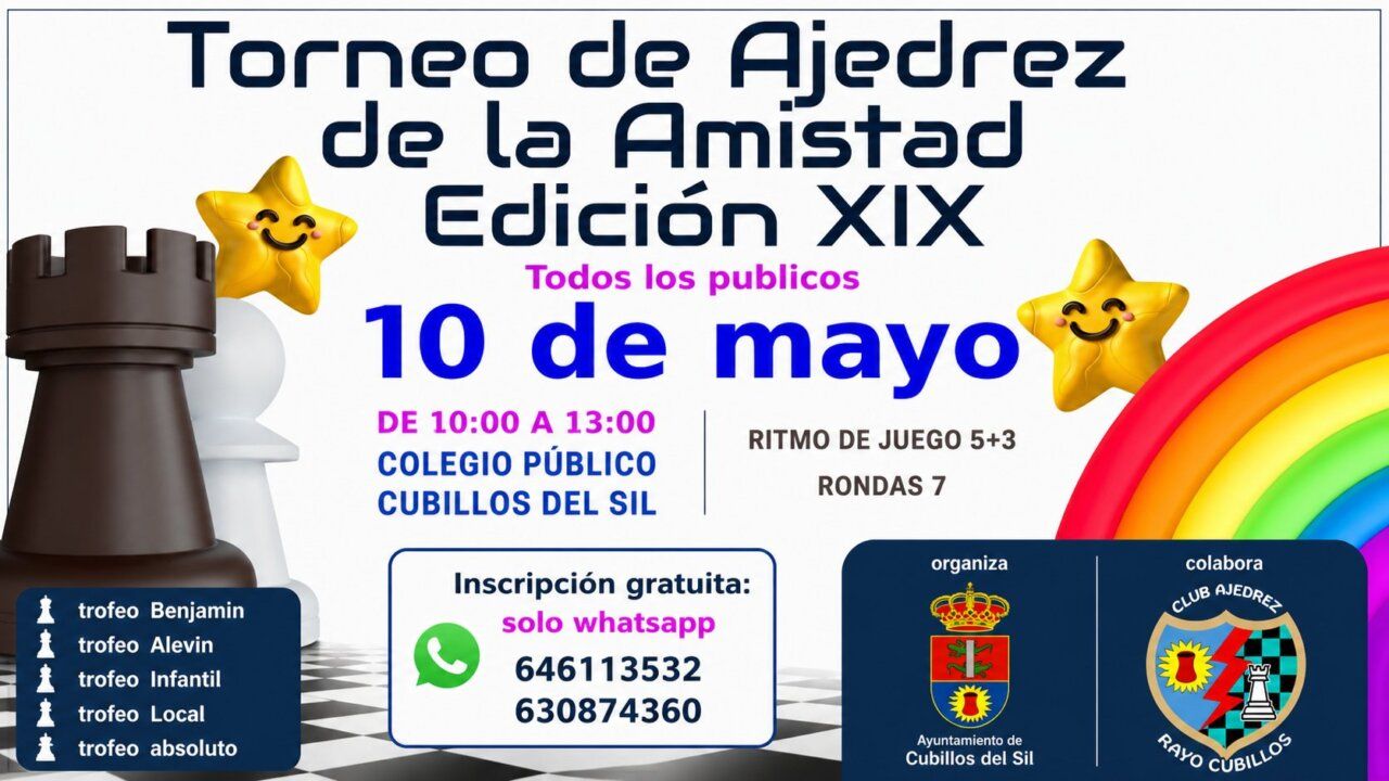 Cartel del XIX Torneo de Ajedrez de la Amistad en Cubillos del Sil