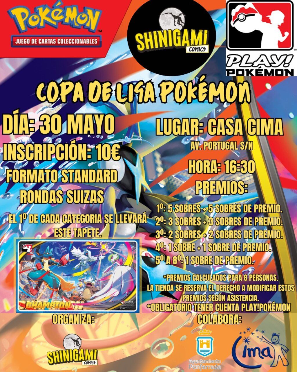 Cartel del torneo Copa de Liga Pokémon en La Casa de Cima
