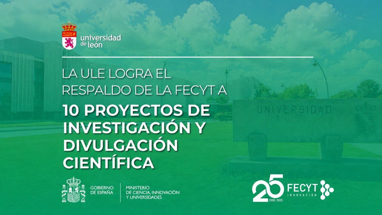 Imagen de la Universidad de León con texto sobre financiación de proyectos de investigación