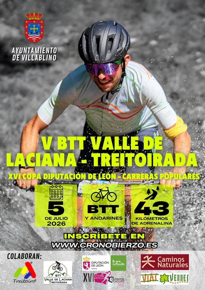 Ciclista participando en la V BTT Valle de Laciana en un paisaje natural
