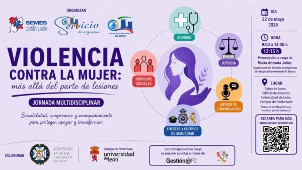 Cartel de la jornada sobre violencia contra la mujer en Ponferrada